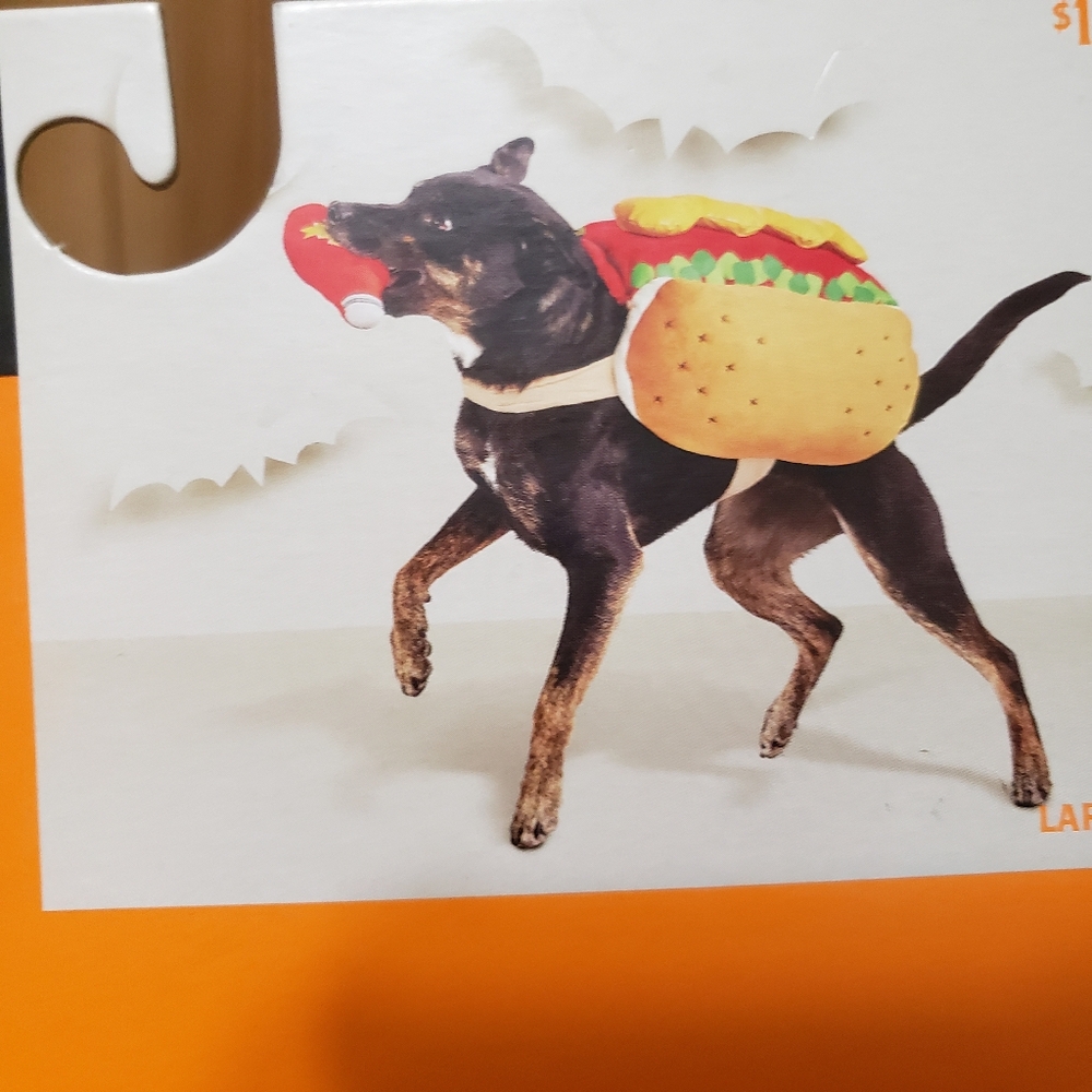 Hotdog Dog Costume Size Large With Ketchup Toy New With Tags Hyde And Eek